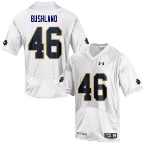 Notre Dame Fighting Irish Men's Matt Bushland #46 White Under Armour Authentic Stitched College NCAA Football Jersey MIB8499DI